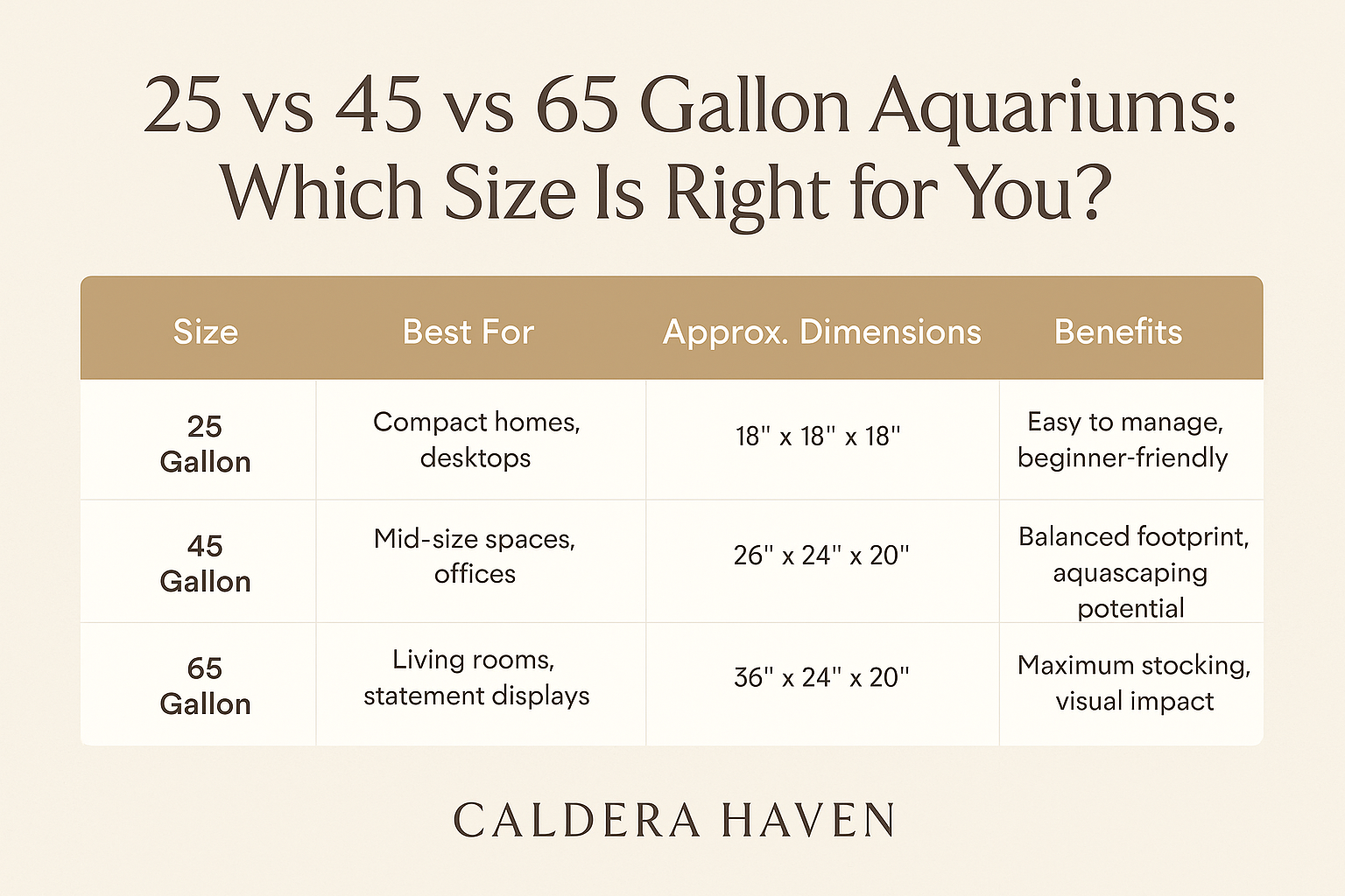 25 vs 45 vs 65 Gallon Aquariums: Which Size Is Right for You?