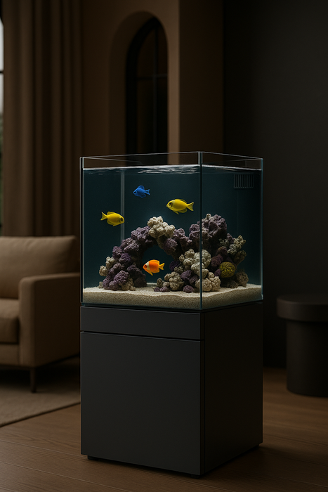 JBJ 45-Gallon AIO Rimless Aquarium Kit with Black Stand – All-in-One Saltwater or Freshwater Tank Setup