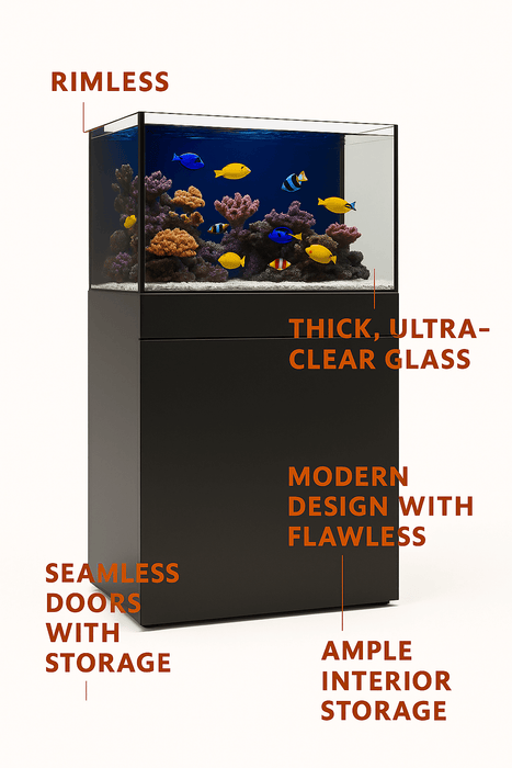 JBJ 45-Gallon AIO Rimless Aquarium Kit with Black Stand – All-in-One Elegance for Modern Aquascapes