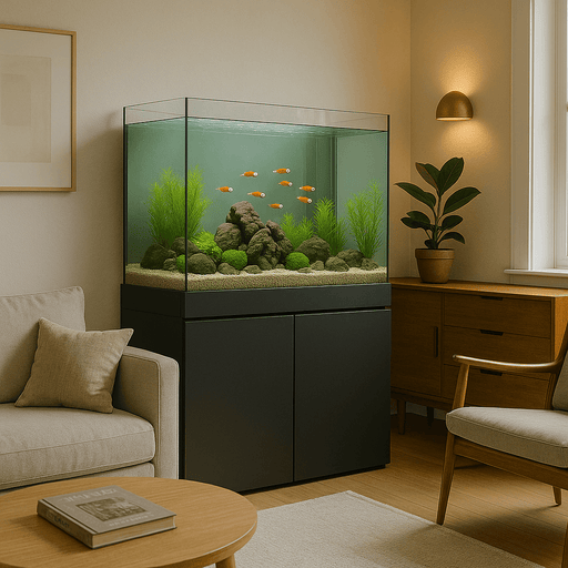 JBJ 65-Gallon Rimless Flat Panel Aquarium – with Black Stand