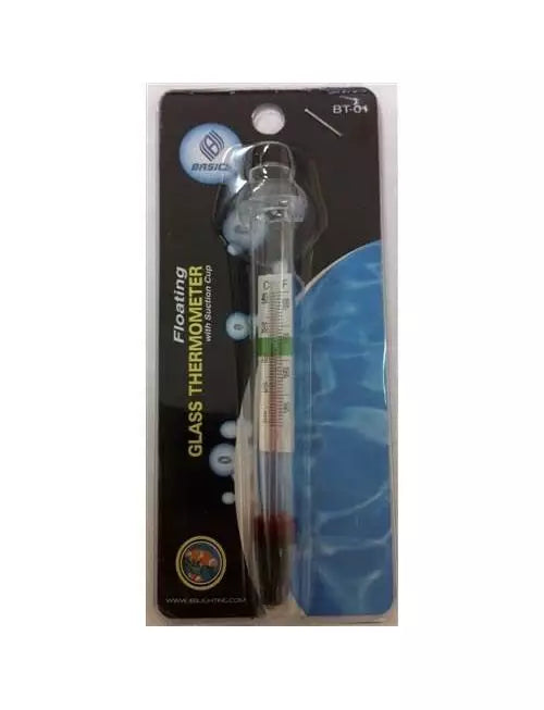 JBJ BT-01 Glass Thermometer with Suction Cup – Classic Aquarium Temperature Monitor for Accurate Readings